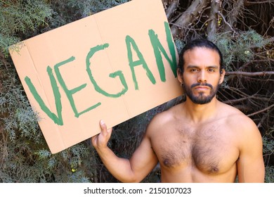 Shirtless Muscular Man Doing A Plant Based Diet 