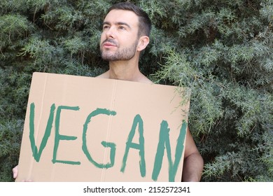 Shirtless Muscular Man Doing A Plant Based Diet 