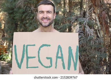 Shirtless Muscular Man Doing A Plant Based Diet 