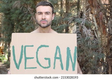 Shirtless Muscular Man Doing A Plant Based Diet 