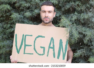 Shirtless Muscular Man Doing A Plant Based Diet 