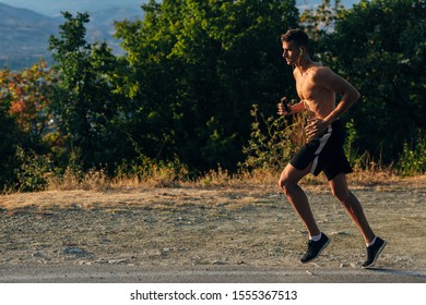 fat guy running shirtless