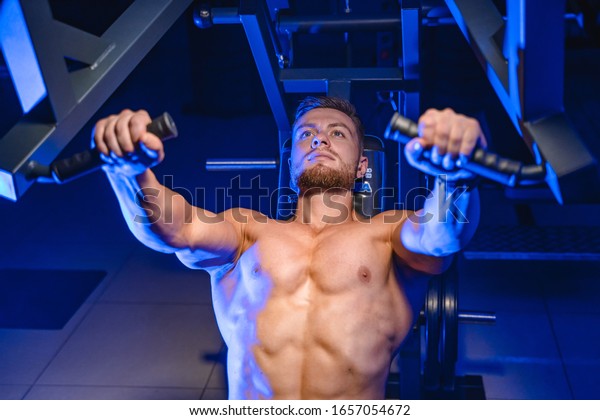 3D Composite Image Of Fit Shirtless Man Lifting Dumbbell 
