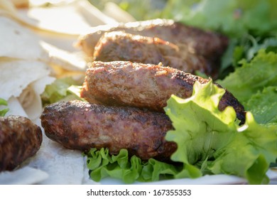 Shish Kabab Lamb Meat With Vegetables, Traditional Receipt