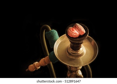 Shisha Hookah In Black Kitchen. 