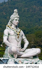  Shiva, Hindu Idol On The River Ganges, Rishikesh , India