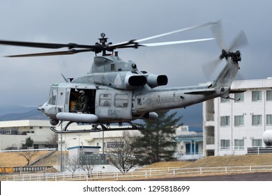 Shizuoka, Japan - March 13, 2017:United States Marine Corps (USMC) Bell UH-1Y Venom Utility Helicopter From HMLA-267 'Stingers'.