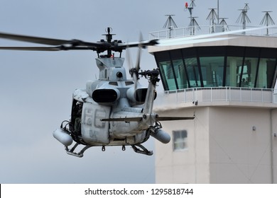 Shizuoka, Japan - March 13, 2017:United States Marine Corps (USMC) Bell UH-1Y Venom Utility Helicopter From HMLA-267 'Stingers'.