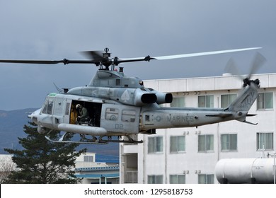 Shizuoka, Japan - March 13, 2017:United States Marine Corps (USMC) Bell UH-1Y Venom Utility Helicopter From HMLA-267 'Stingers'.