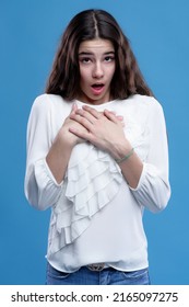 Shocked And Appalled Expression On A Teenage Girl, Young Teenager Outraged By The News