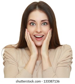 Shocked Beautiful Woman Opened Mouth Looking Stock Photo 133387136 ...