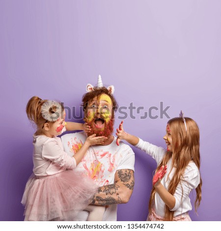 Similar – Image, Stock Photo Little girl painting a picture at home