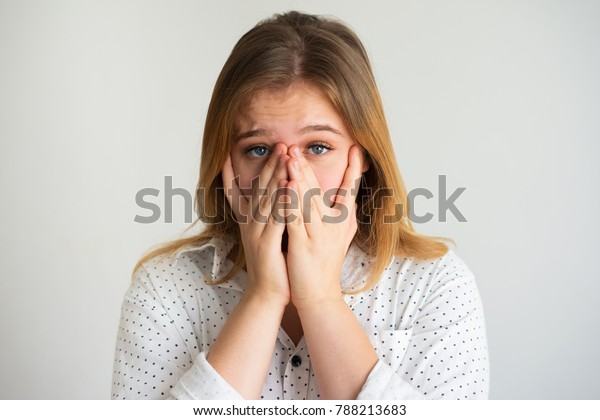 Shocked Embarrassed Woman Covering Face Stock Photo 788213683 ...