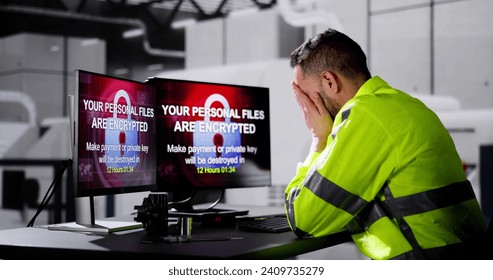 Shocked Engineer In Automated Semiconductor Factory During Ransomware Attack