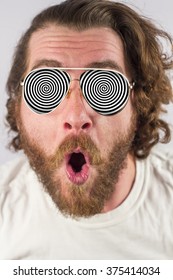 Shocked Man Optical Illusion Glasses Hypnosis Image