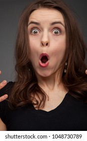 Shocked Surprised Girl Screaming Covering Mouth Stock Photo 1048730789 ...