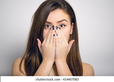 Shocked Woman Covering Her Mouth Hands Stock Photo 414407083 | Shutterstock