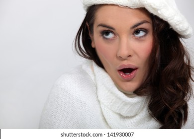 Shocked Woman In Studio