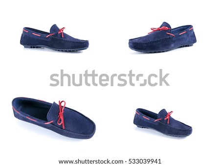 shoe blue leather on white background