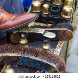 Shoe Cleaner Working On The Street. Turkey