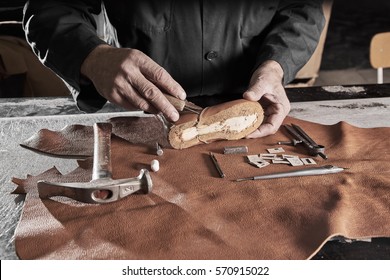 Shoe production process in factory - Powered by Shutterstock