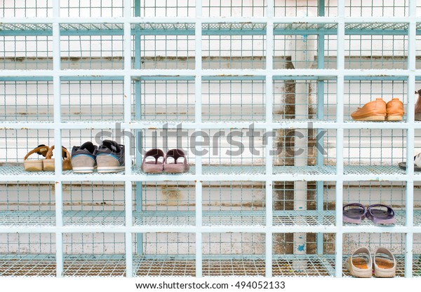 Shoe Rack Made Steel Be Rusty Parks Outdoor Stock Image 494052133