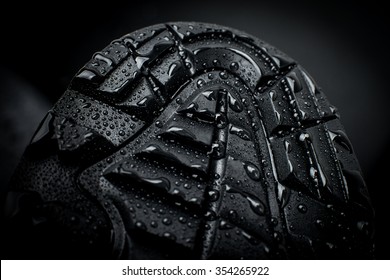 shoe sole and the tread of shoes wet from the rain