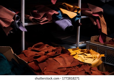 Shoes Factory Concept: Rubber Sheets Row And Pile In Factory