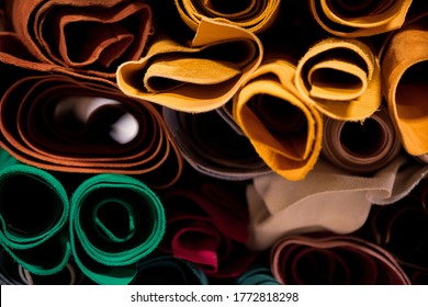 Shoes Factory Concept: Rubber Sheets Row And Pile In Factory