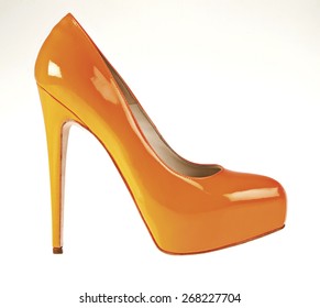 orange and white heels