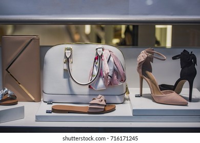 Shoes and purses in a store in Paris