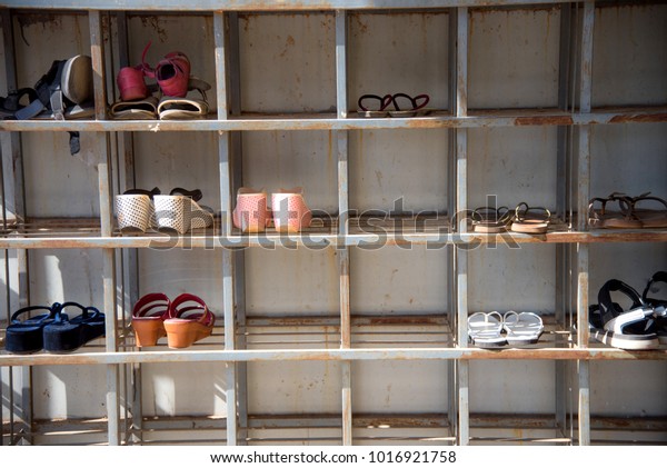 Shoes Rack Shoes Shelf Made Steel Stock Photo Edit Now 1016921758