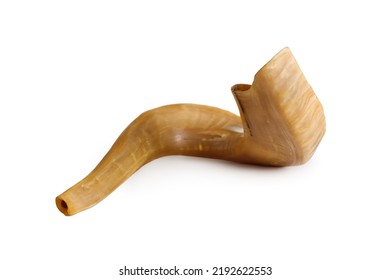 Shofar (horn) On White Background. Rosh Hashanah.Yom Kippur Traditional Symbol Of The Jewish Holiday. 