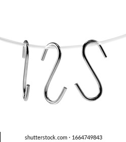S-Hook Silver Steel Hang Isolated On White Background