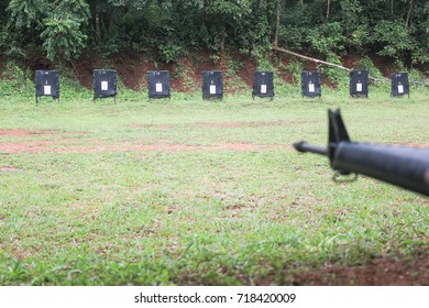 Shoot The Long Gun Or Rifle In The Shooting Range.