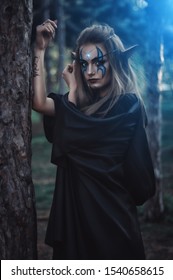 shooting cosplay girl elf in the forest