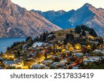 Shooting nightscape of Queenstown in New Zealand