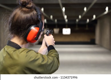 Shooting range. Shooting with a gun.