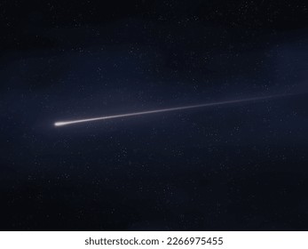 Shooting star in the sky isolated. Meteor trail, the glow of a meteorite against the background of stars. - Shutterstock ID 2266975455