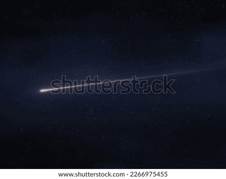 Shooting star in the sky isolated. Meteor trail, the glow of a meteorite against the background of stars.