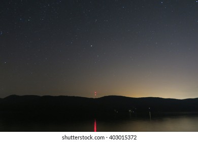 Shooting Stars, Starry Sky On The Lake, Canada