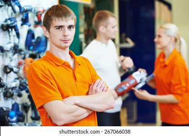 Shop Assistant Seller In Supermarket Store