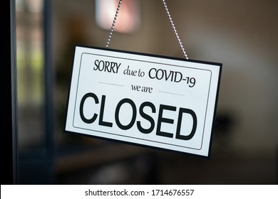 Shop closed due to Covid-19 outbreak lockdown. Temporarily closed sign for coronavirus in a small business activity due to quarantine measures in public places and restaurant. We are closed sign board