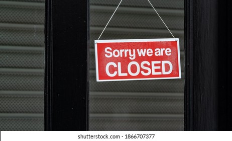 Shop closed sign during pandemic and lockdown - Shutterstock ID 1866707377