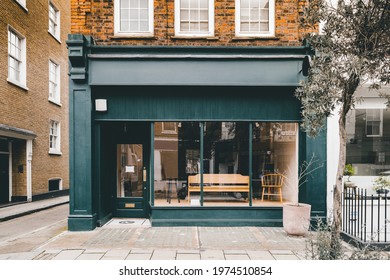 Shop front shopping empty Independent shops and restaurants terrace mockup - Shutterstock ID 1974510854
