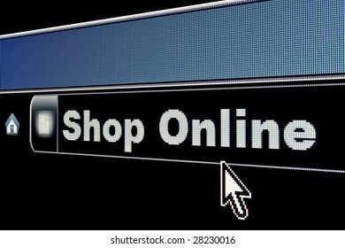 Shop Online concept on an internet browser URL address