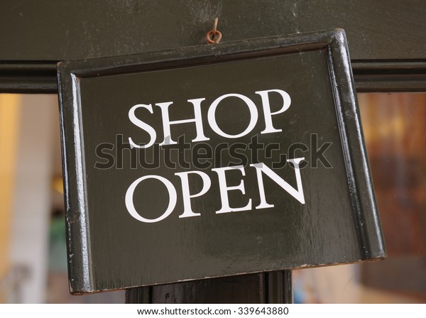 Shop Open Sign Hanging On Door Stock Photo Edit Now 339643880