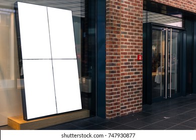 Shop Store Front Window Display Upscale Mall Mockup White Isolated Advertisement Blank