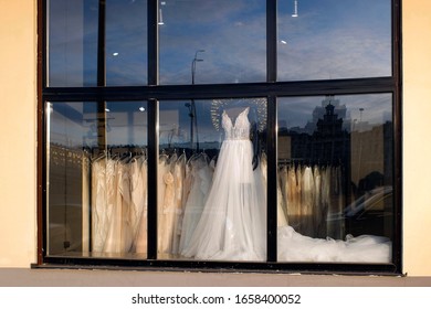 Shop Window Of A Wedding Dress Shop.