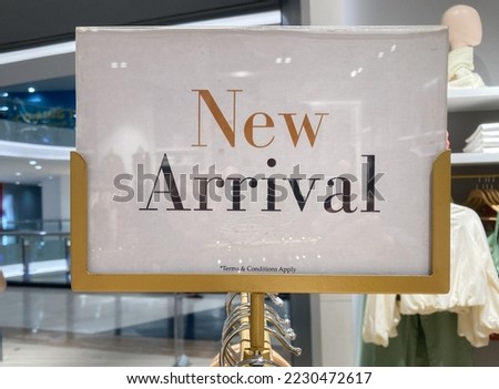 shoping sale background theme. New Arrival sign on a fashion boutique.